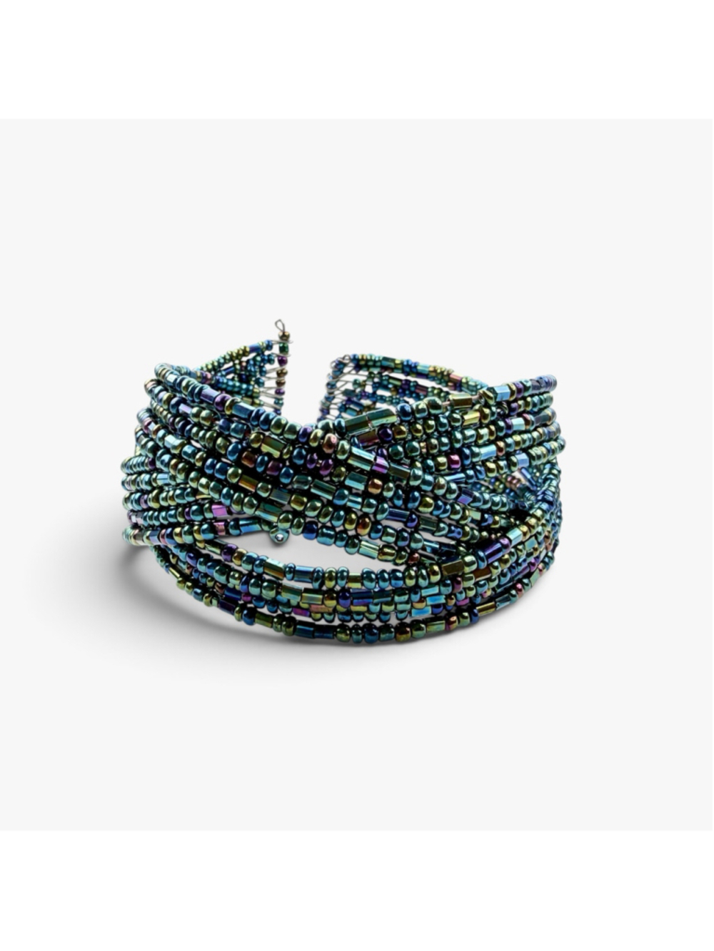 Women's Unbranded Beaded Cuff Bracelet One Size Blue Green